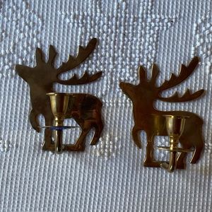 Pair of Vintage brass sconces reindeer